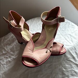 John Fluevog Pink Heels with Ankle Strap